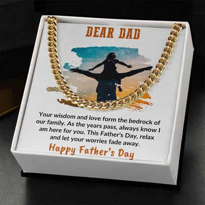 Gift for Dad Personalized Cuban Chain Link Necklace - Your Wisdom and Love Form the Bedrock of Our Family