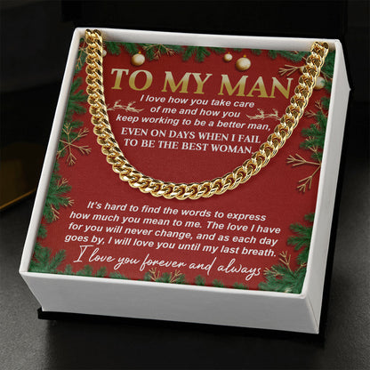 Gift for My Man - Never Change - Cuban Link Chain Necklace