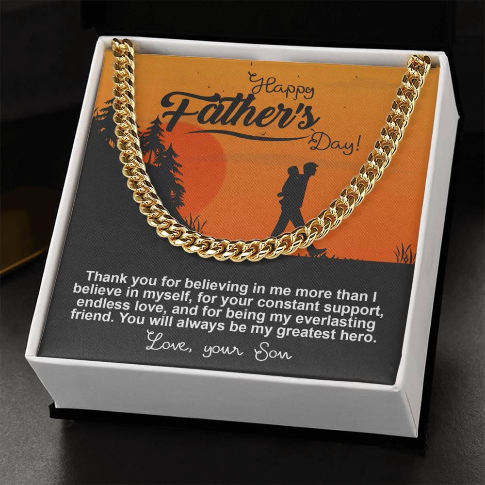 Dad - My Greatest Hero Cuban Chain Link Necklace with Gift Box