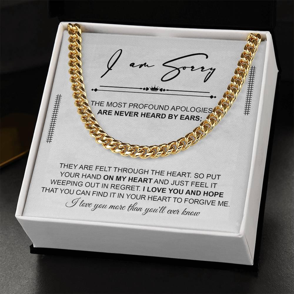 Apology Gift for Him - Sorry - Weeping In Regret - Cuban Link Chain Necklace