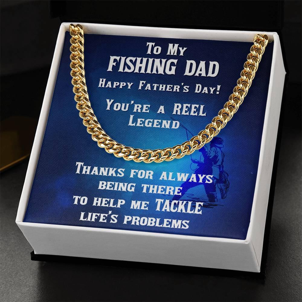 Fishing Dad Personalized Cuban Link Chain Necklace