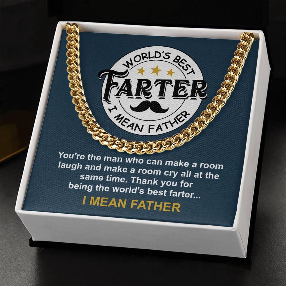 Dad - World's Best Farter Cuban Chain Link Necklace with Gift Box