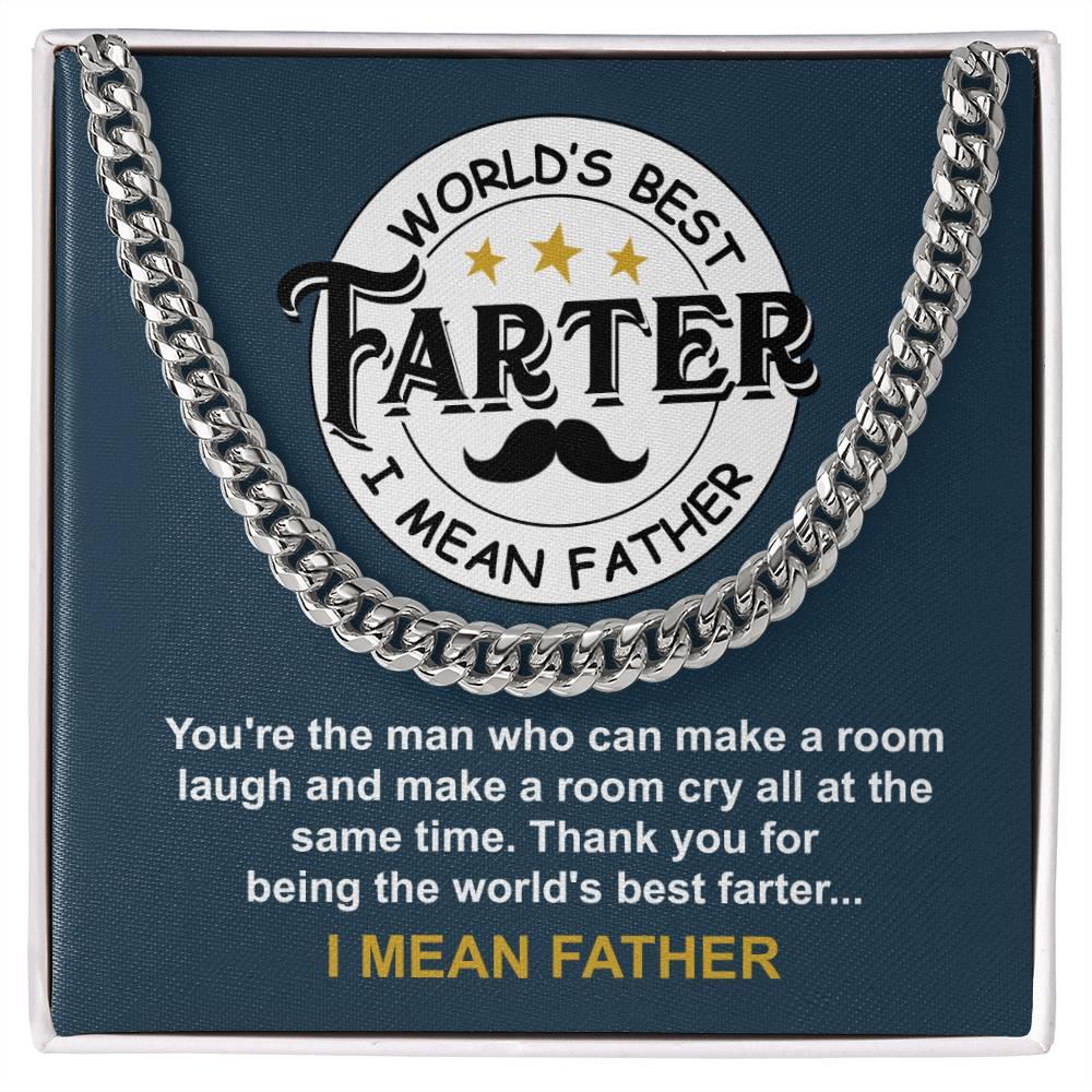 Dad - World's Best Farter Cuban Chain Link Necklace with Gift Box