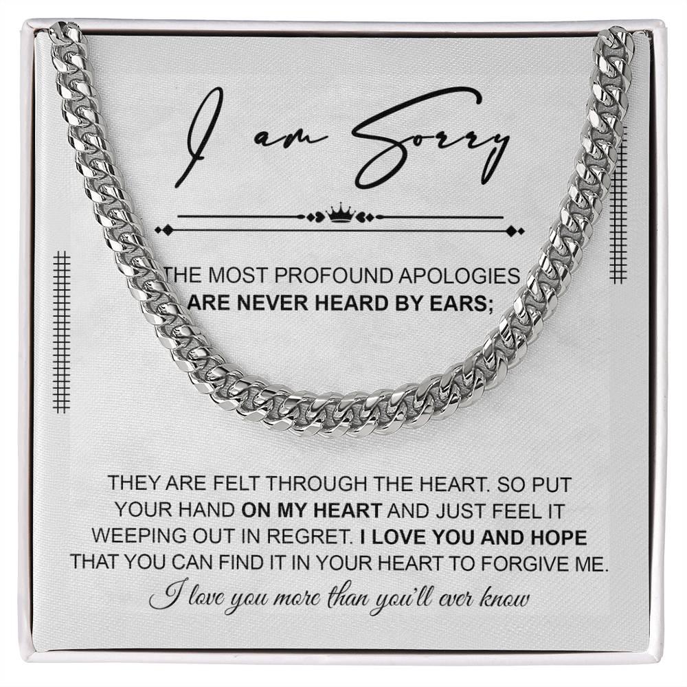 Apology Gift for Him - Sorry - Weeping In Regret - Cuban Link Chain Necklace