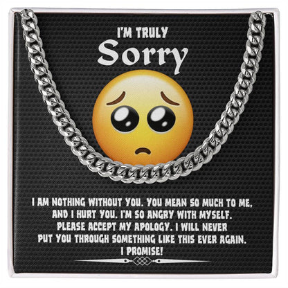 Apology Gift for Him-Sorry, Accept My Apology-Cuban Link Chain Necklace