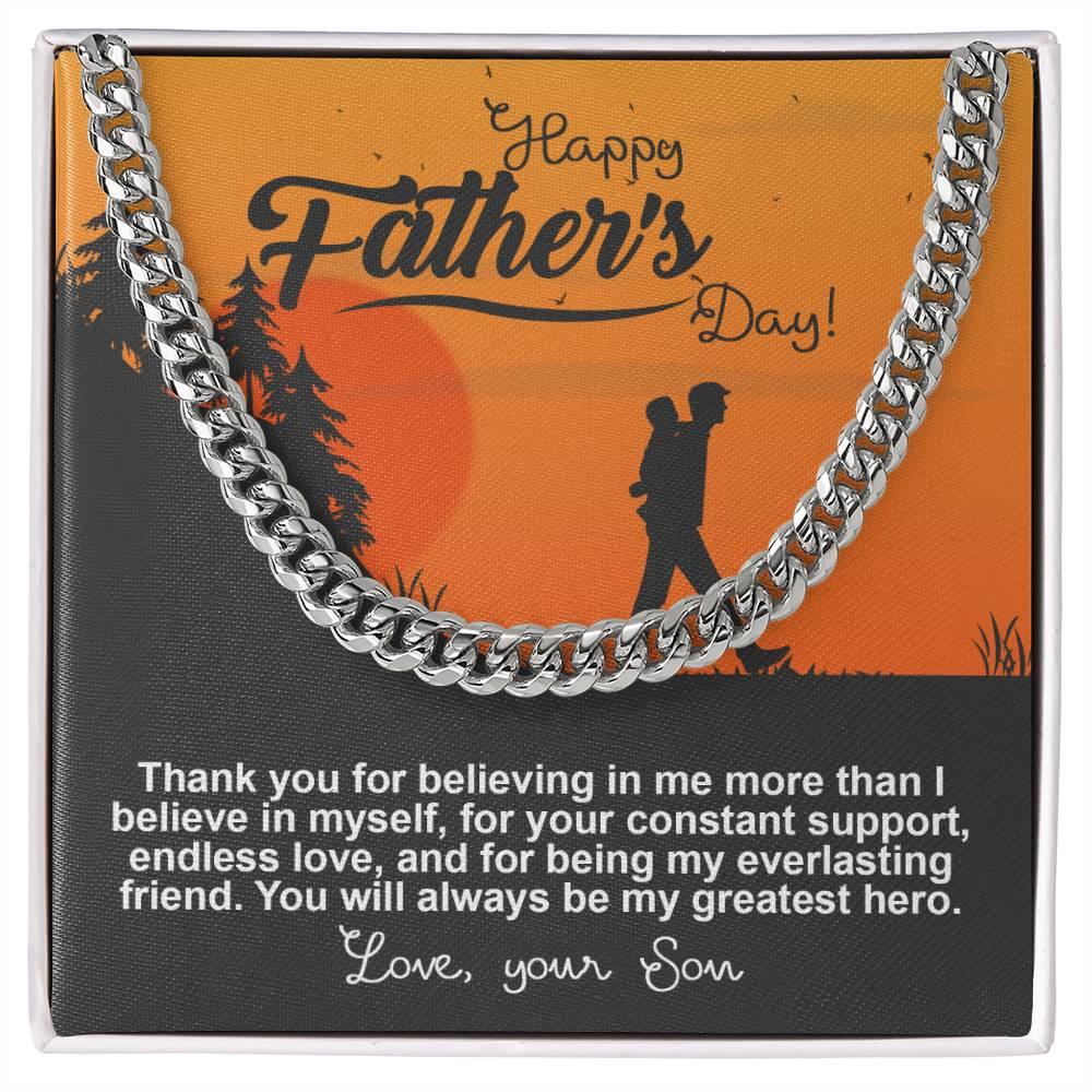 Dad - My Greatest Hero Cuban Chain Link Necklace with Gift Box