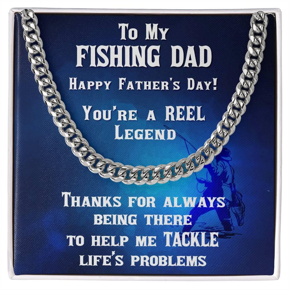 Fishing Dad Personalized Cuban Link Chain Necklace