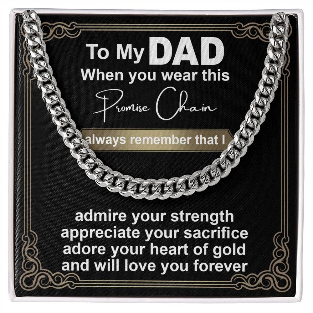 Gift for Dad - Promise Chain Cuban Chain Link Necklace with Gift Box