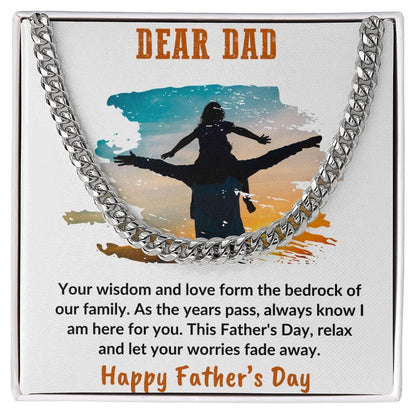 Gift for Dad Personalized Cuban Chain Link Necklace - Your Wisdom and Love Form the Bedrock of Our Family