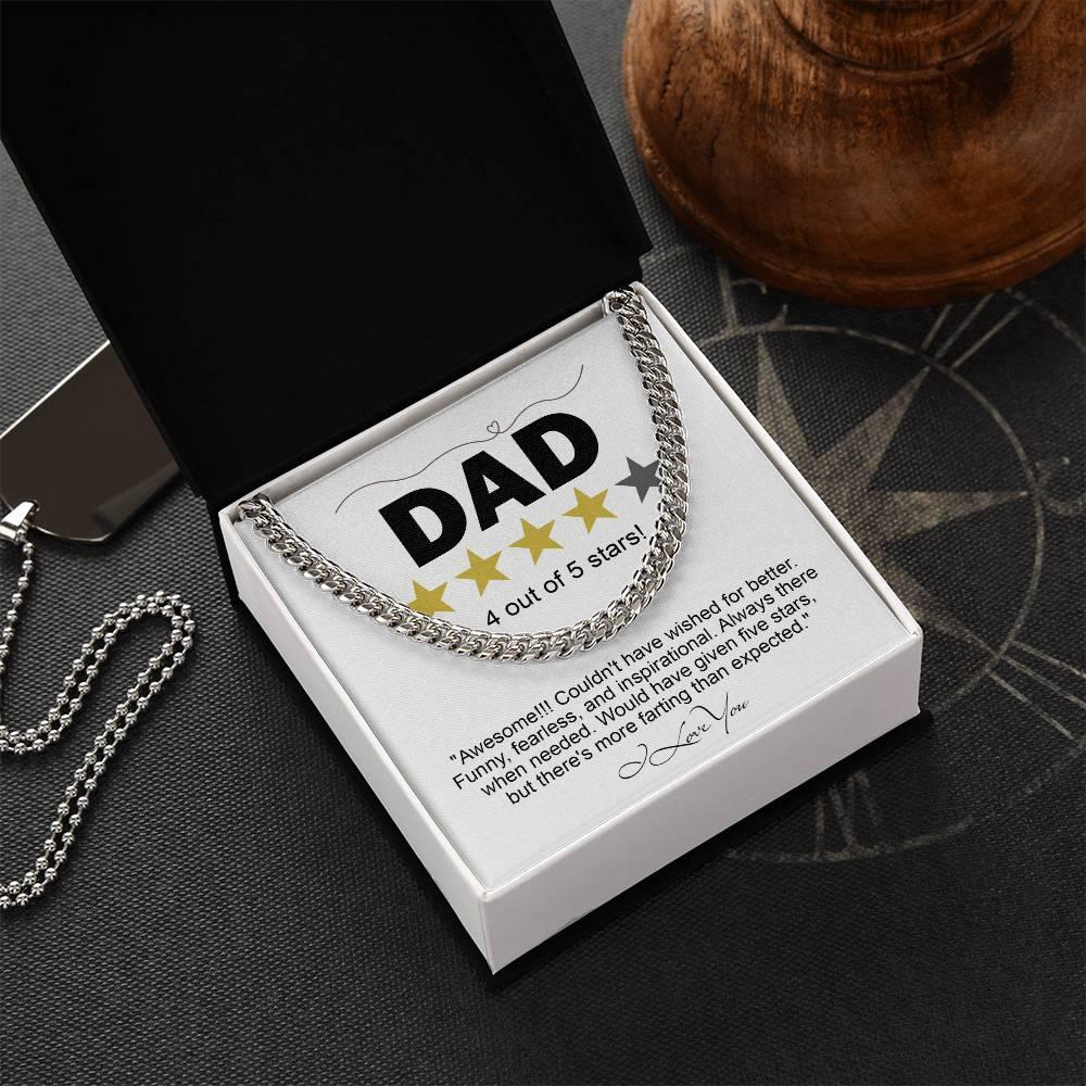 Funny Gift for Dad-Four out of Five Stars Cuban Chain Link Necklace with Gift Box