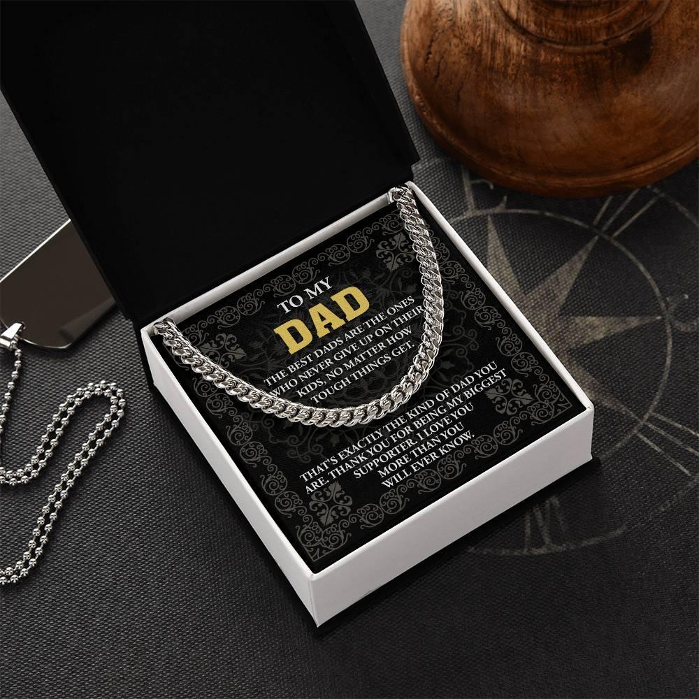 Gift for Dad- Best Kind Of Dad Cuban Chain Link Necklace with Gift Box