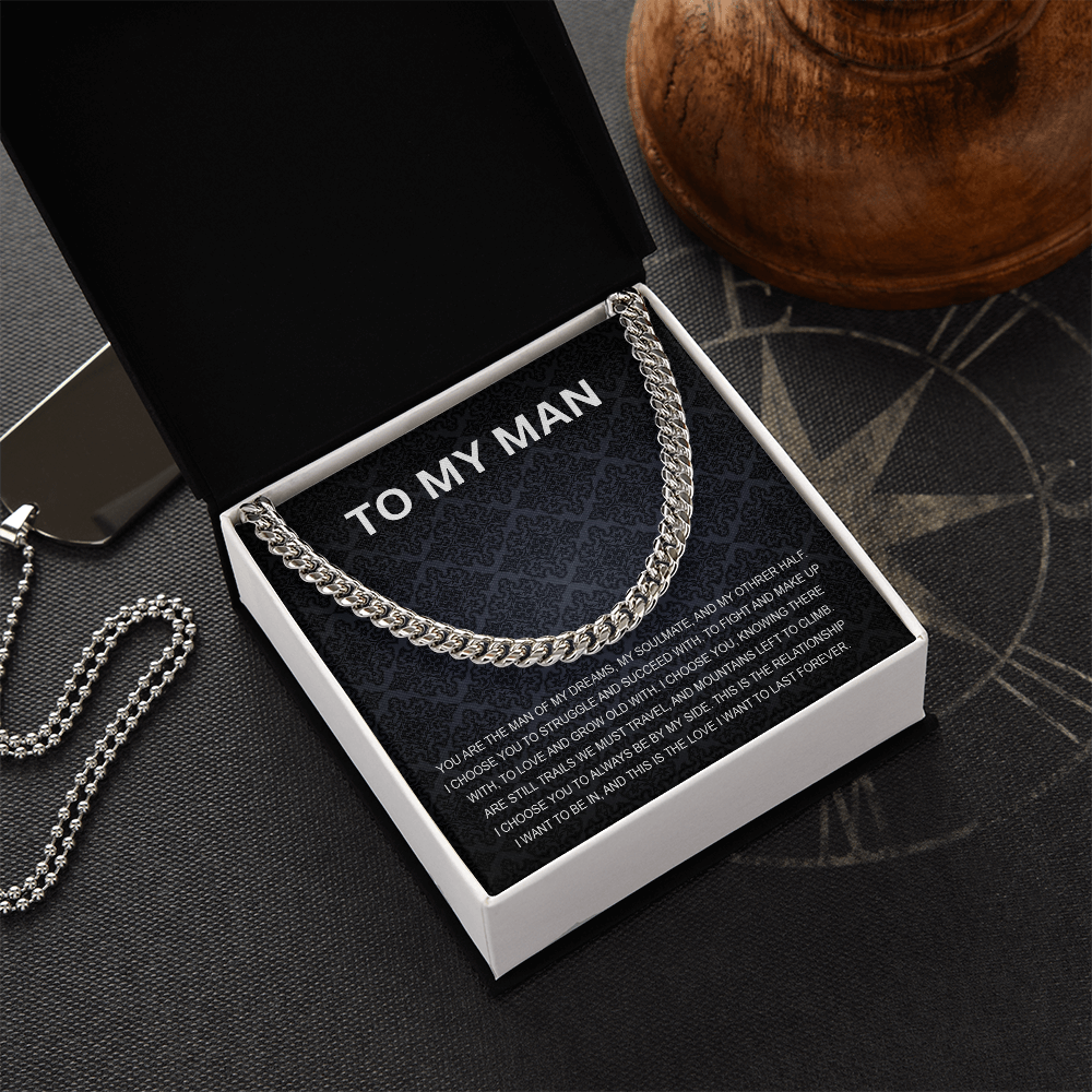 To My Man - My Soulmate - Personalized Cuban Chain Link Necklace