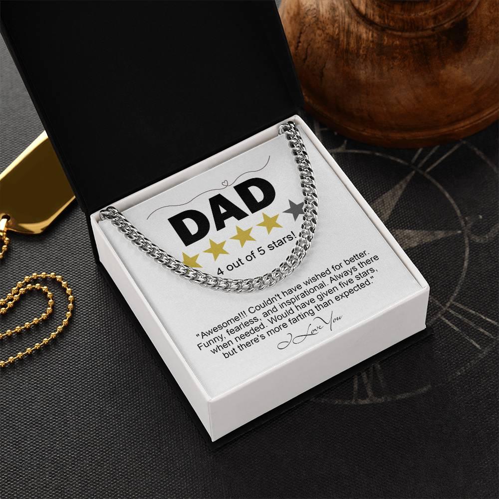 Funny Gift for Dad-Four out of Five Stars Cuban Chain Link Necklace with Gift Box