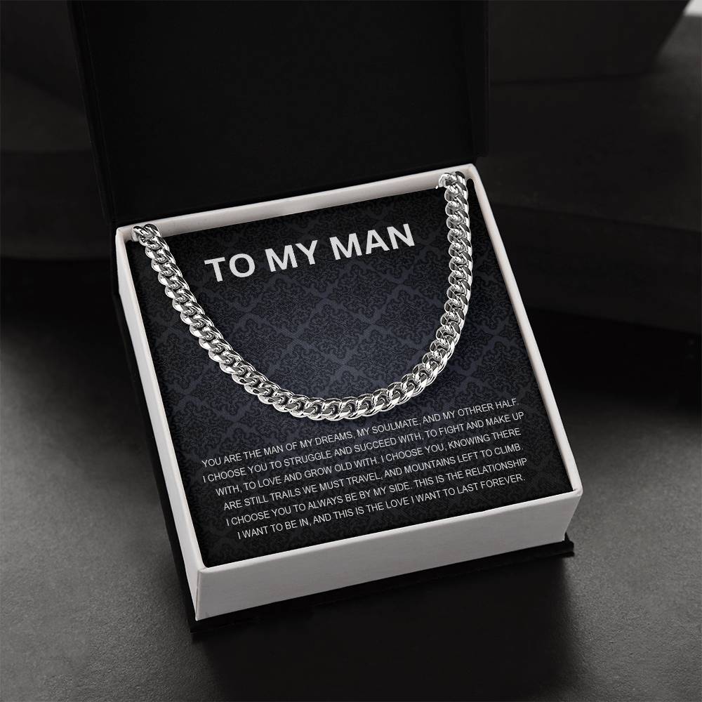 To My Man - My Soulmate - Personalized Cuban Chain Link Necklace