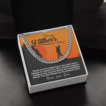 Dad - My Greatest Hero Cuban Chain Link Necklace with Gift Box