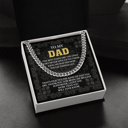 Gift for Dad- Best Kind Of Dad Cuban Chain Link Necklace with Gift Box