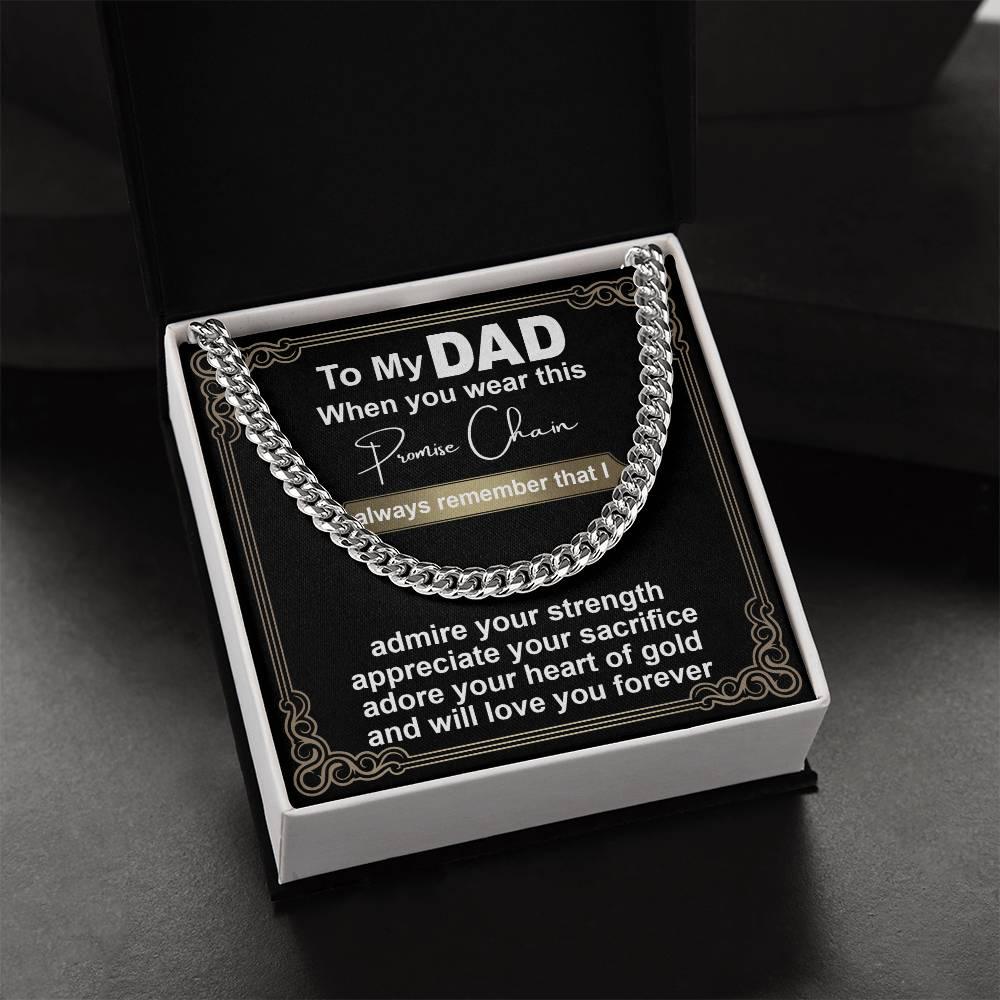 Gift for Dad - Promise Chain Cuban Chain Link Necklace with Gift Box