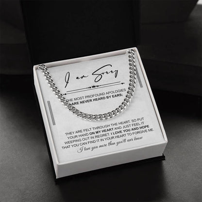 Apology Gift for Him - Sorry - Weeping In Regret - Cuban Link Chain Necklace