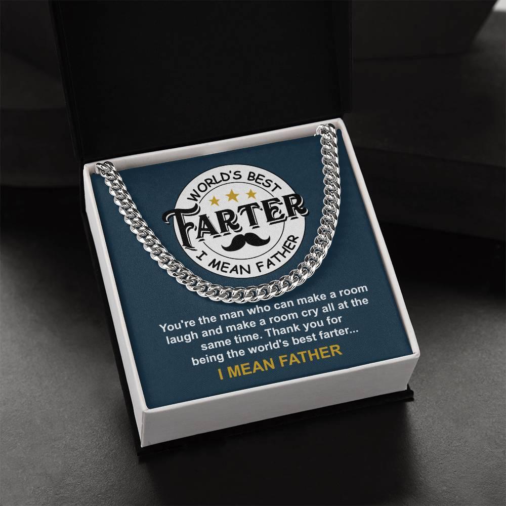 Dad - World's Best Farter Cuban Chain Link Necklace with Gift Box