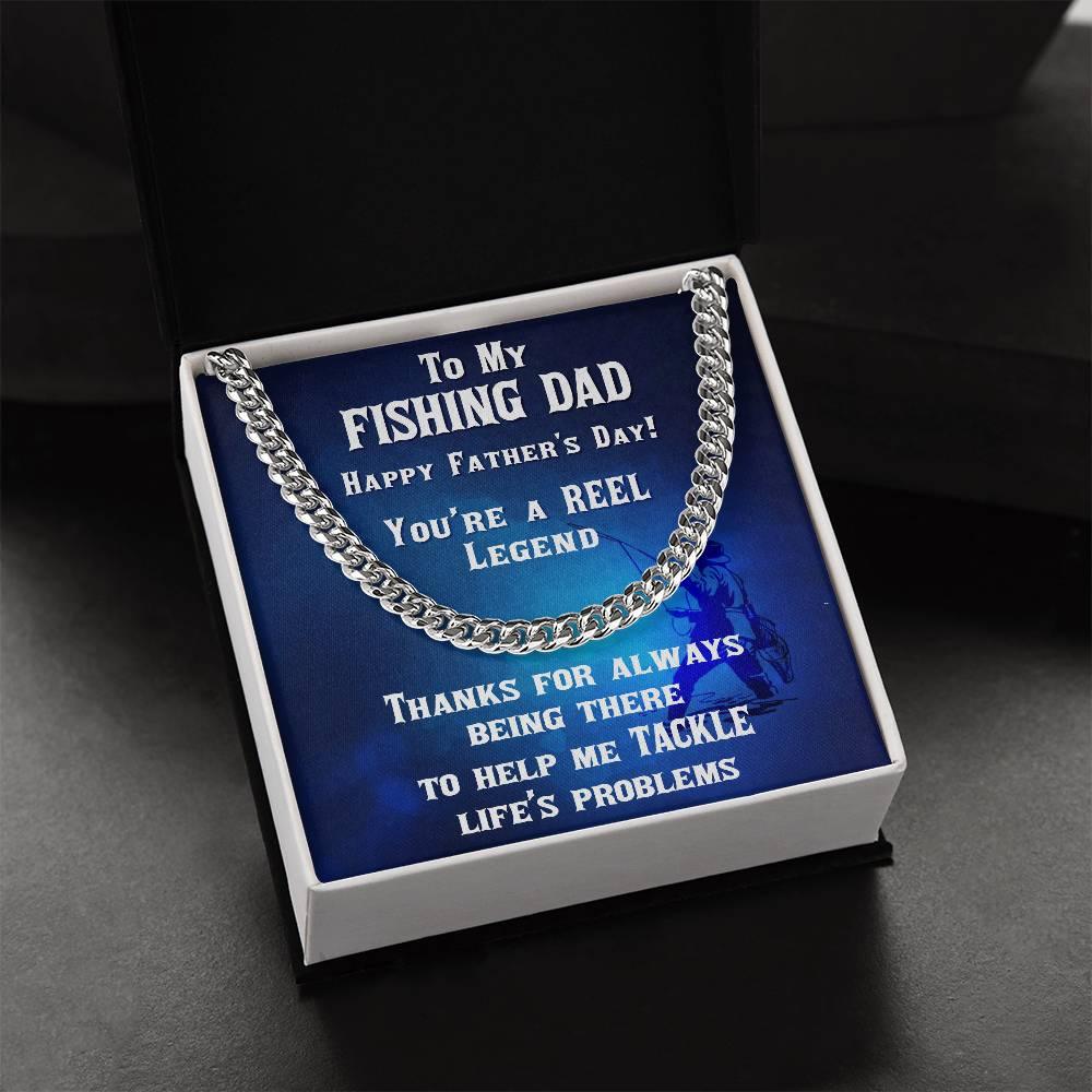 Fishing Dad Personalized Cuban Link Chain Necklace