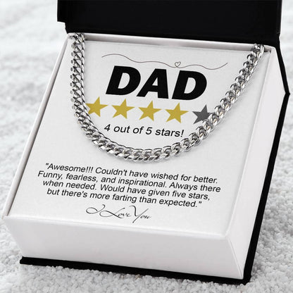 Funny Gift for Dad-Four out of Five Stars Cuban Chain Link Necklace with Gift Box