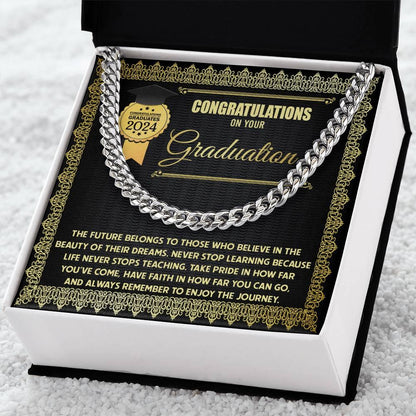 Graduation Gift for Him Take Pride in How Far You Have Come Cuban Chain Link Necklace