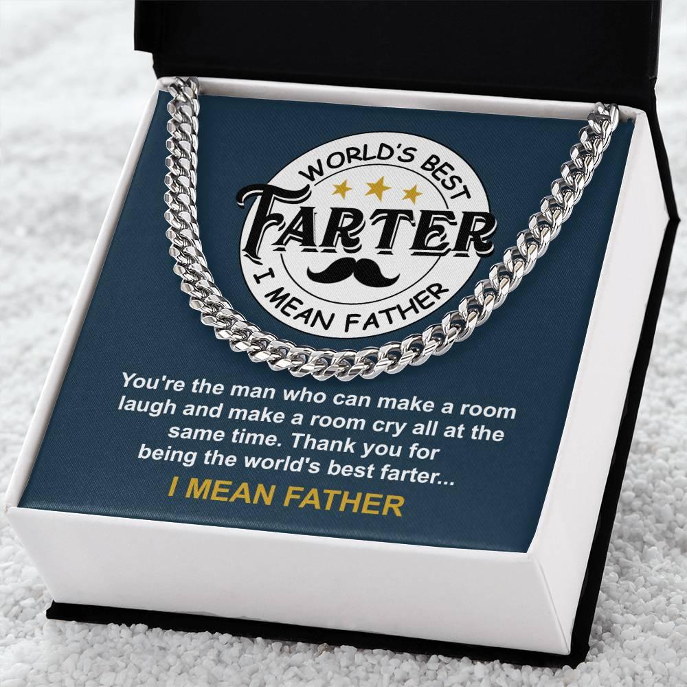 Dad - World's Best Farter Cuban Chain Link Necklace with Gift Box