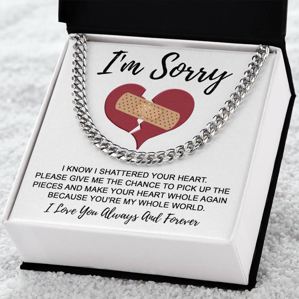 Apology Gift for Him-Sorry, The Pieces-Cuban Link Chain Necklace