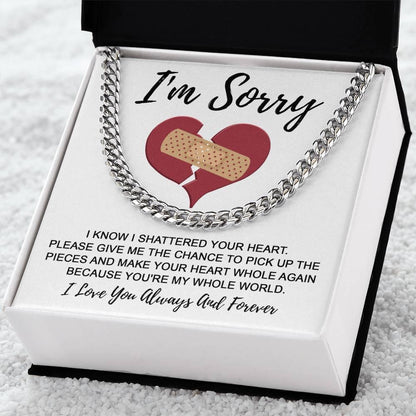 Apology Gift for Him-Sorry, The Pieces-Cuban Link Chain Necklace