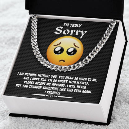 Apology Gift for Him-Sorry, Accept My Apology-Cuban Link Chain Necklace