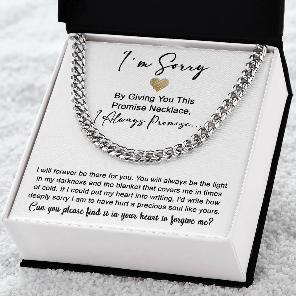 Apology Gift for Boyfriend, Husband, Soulmate -Sorry, Be The Light - Cuban Link Chain Necklace