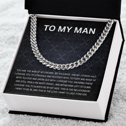 To My Man - My Soulmate - Personalized Cuban Chain Link Necklace