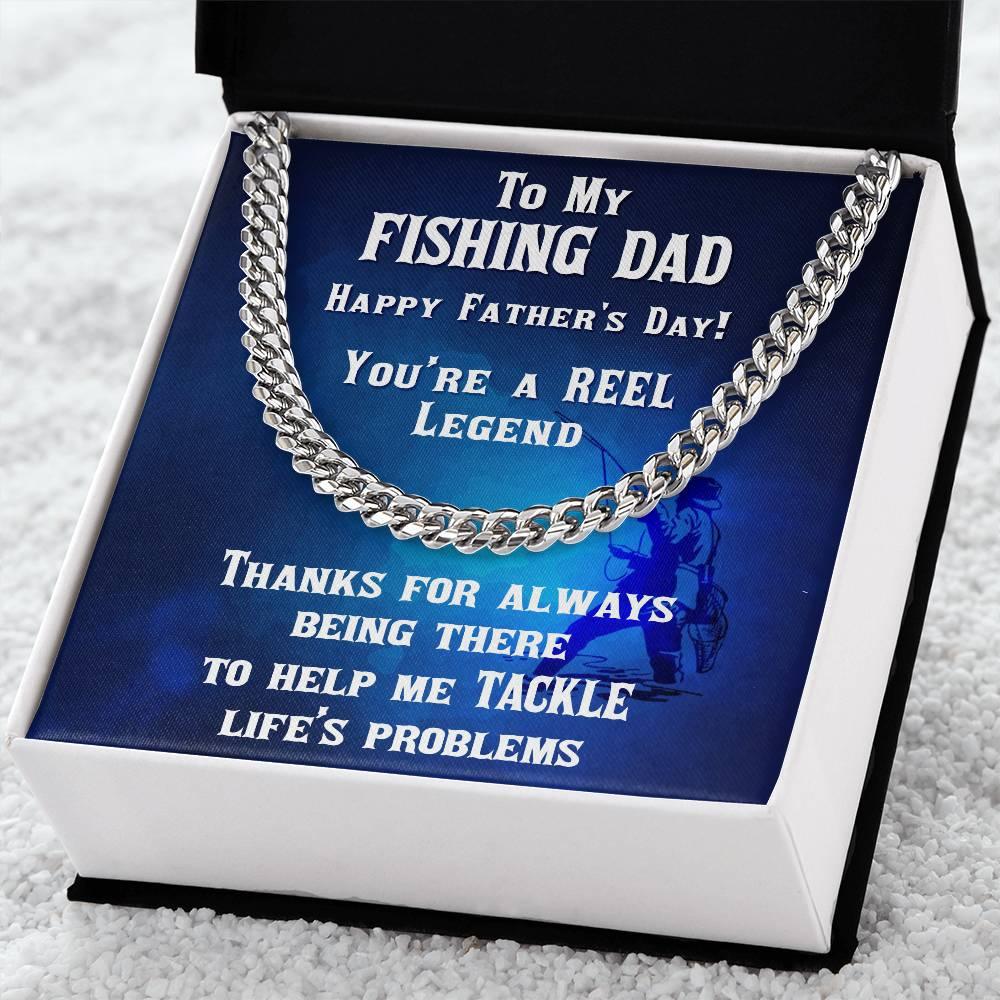 Fishing Dad Personalized Cuban Link Chain Necklace