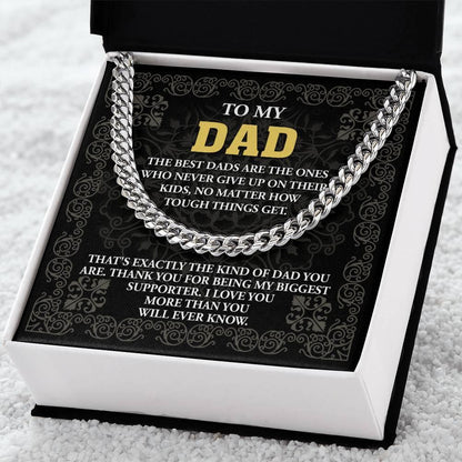 Gift for Dad- Best Kind Of Dad Cuban Chain Link Necklace with Gift Box