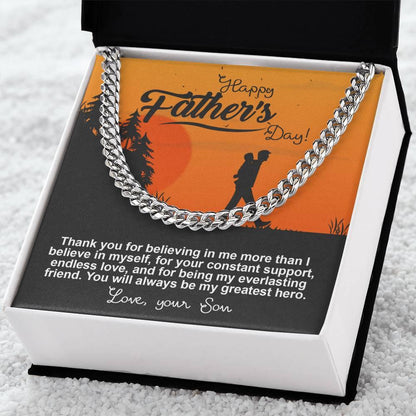 Dad - My Greatest Hero Cuban Chain Link Necklace with Gift Box