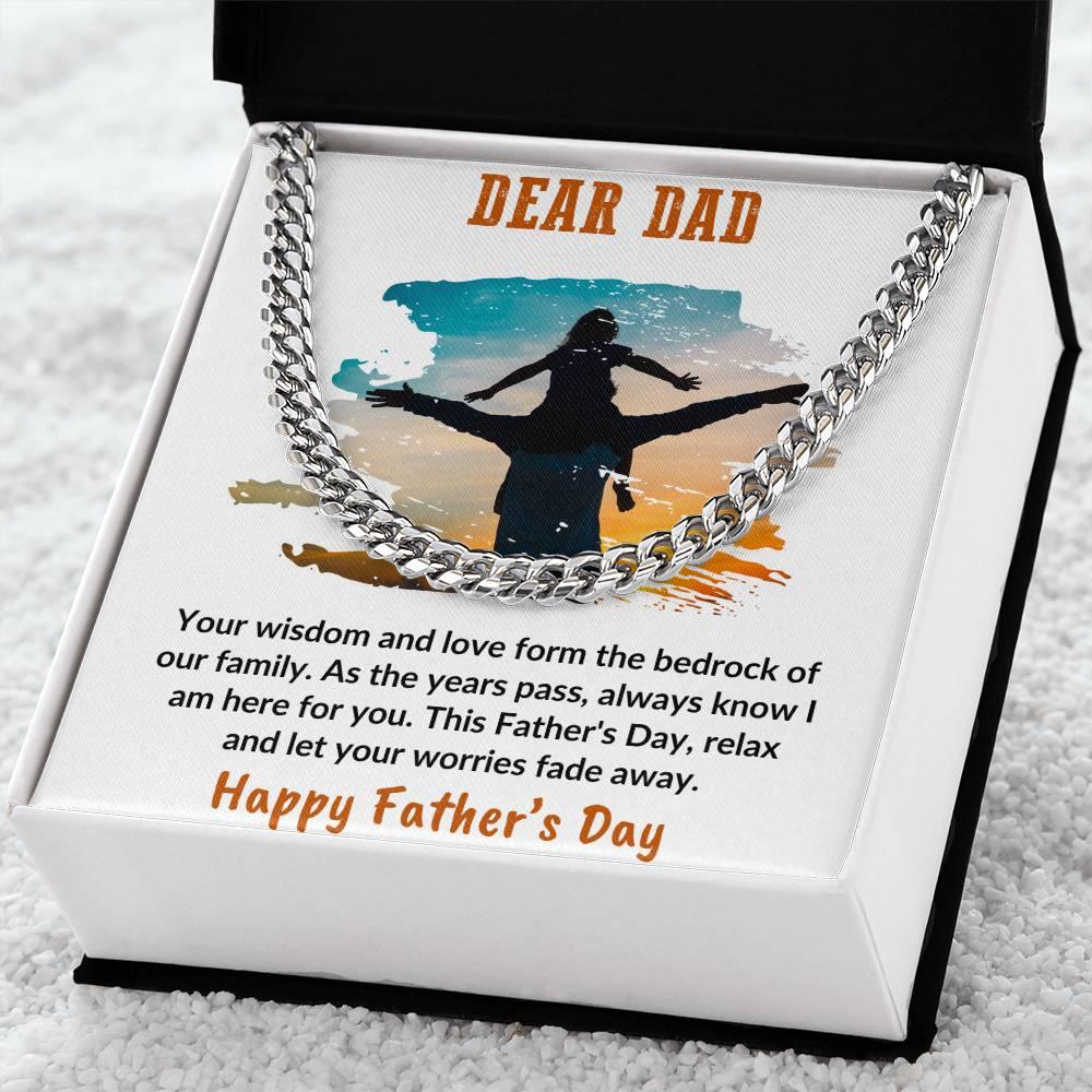 Gift for Dad Personalized Cuban Chain Link Necklace - Your Wisdom and Love Form the Bedrock of Our Family