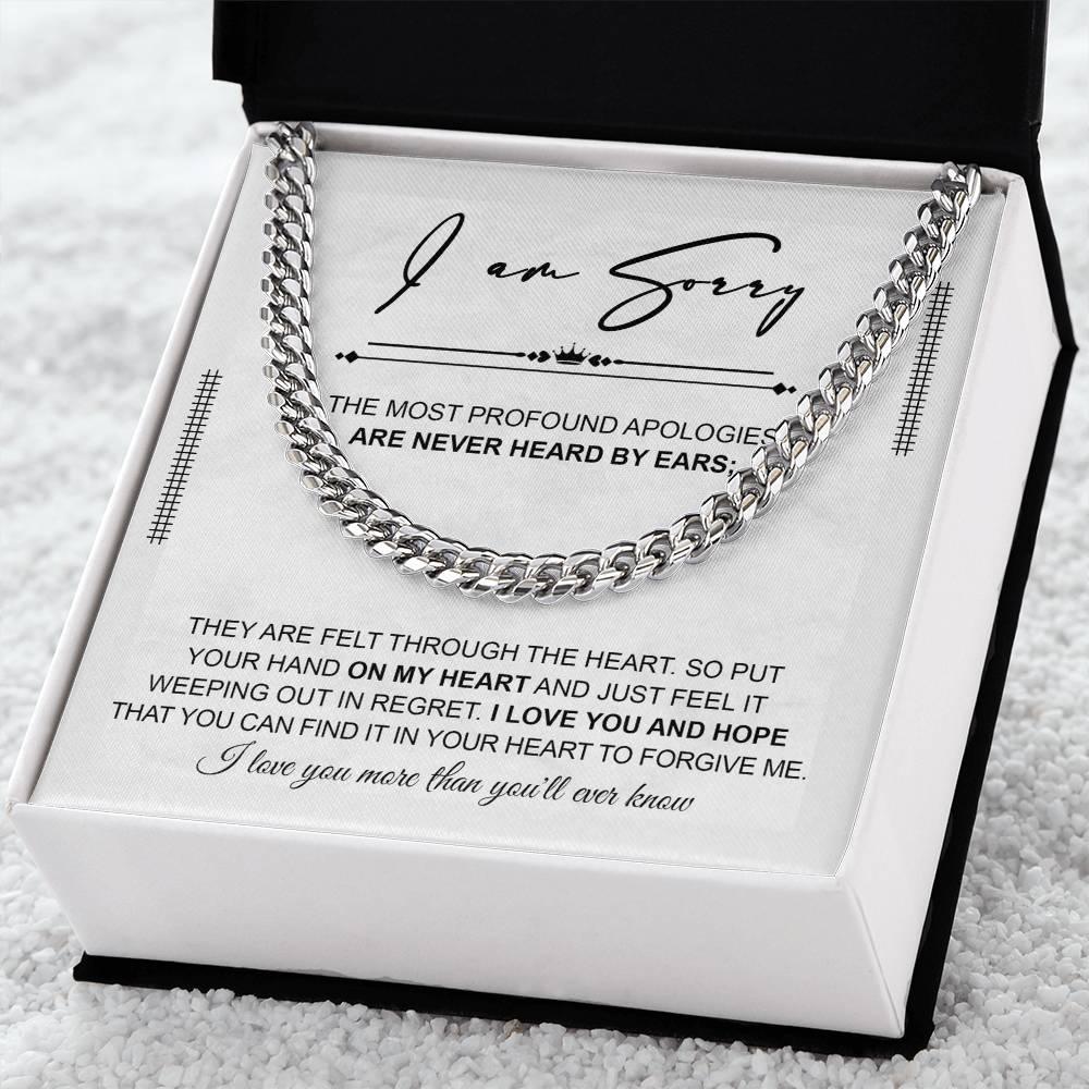 Apology Gift for Him - Sorry - Weeping In Regret - Cuban Link Chain Necklace