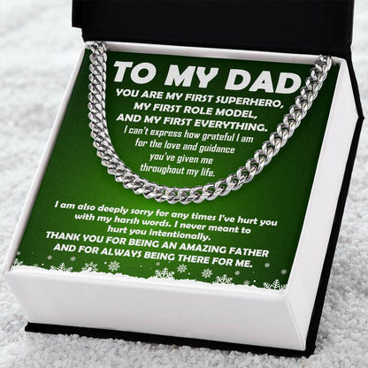 To My Dad - My First Superhero - Cuban Link Necklace