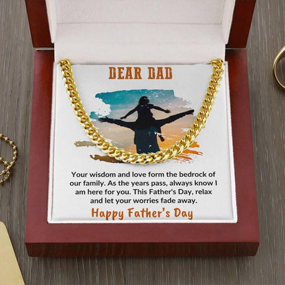 Gift for Dad Personalized Cuban Chain Link Necklace - Your Wisdom and Love Form the Bedrock of Our Family