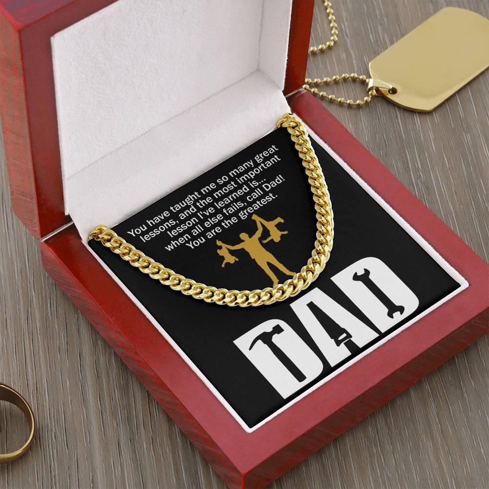 Dad Gift-When All Else Fails, Call Dad Cuban Chain Link Necklace with Gift Box