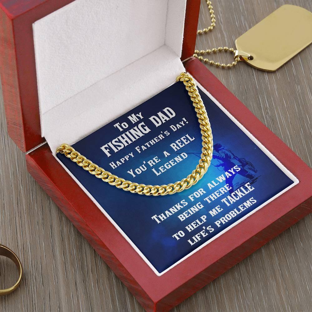 Fishing Dad Personalized Cuban Link Chain Necklace