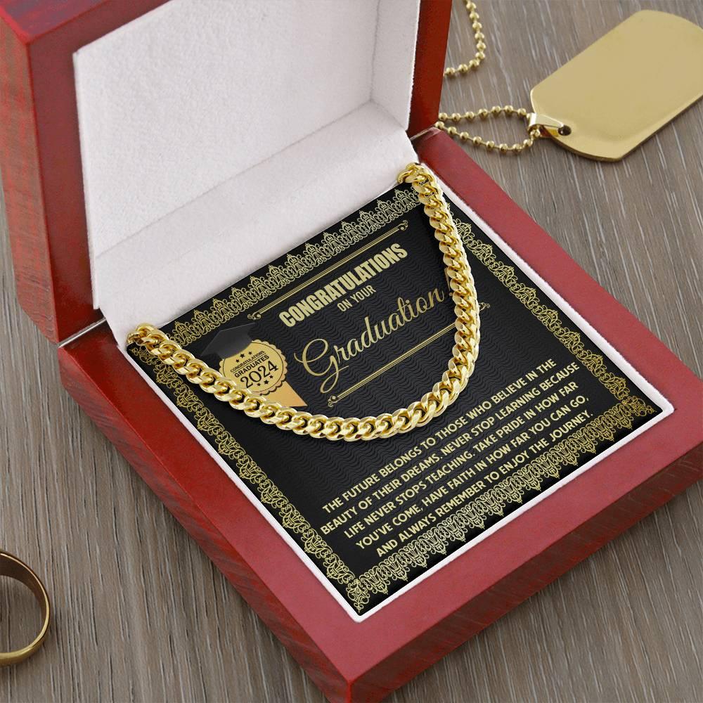 Graduation Gift for Him Take Pride in How Far You Have Come Cuban Chain Link Necklace