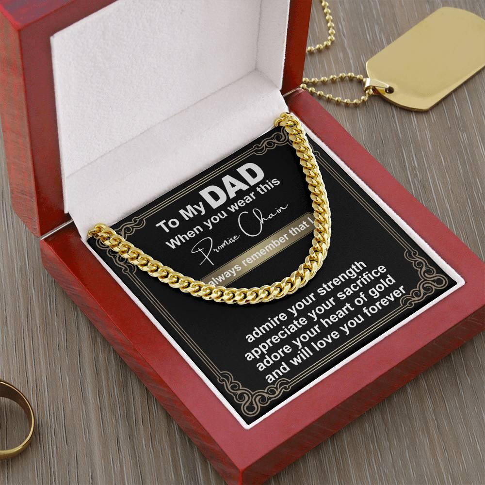 Gift for Dad - Promise Chain Cuban Chain Link Necklace with Gift Box