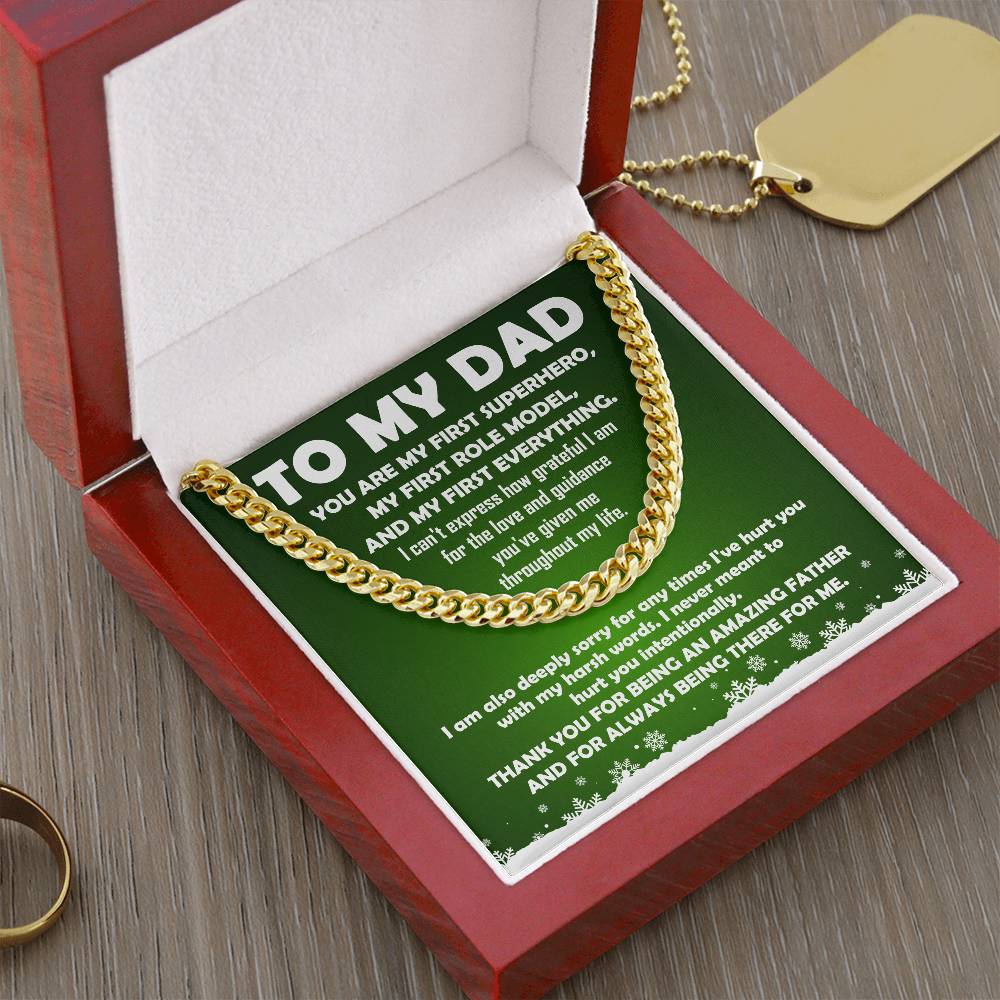 To My Dad - My First Superhero - Cuban Link Necklace