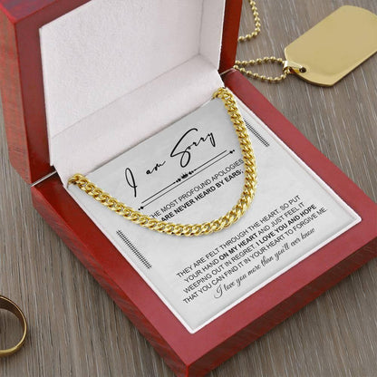 Apology Gift for Him - Sorry - Weeping In Regret - Cuban Link Chain Necklace