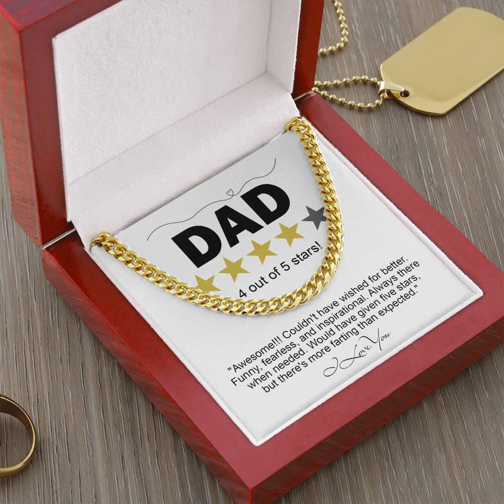 Funny Gift for Dad-Four out of Five Stars Cuban Chain Link Necklace with Gift Box