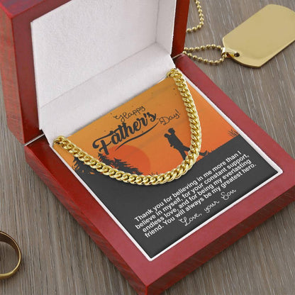 Dad - My Greatest Hero Cuban Chain Link Necklace with Gift Box