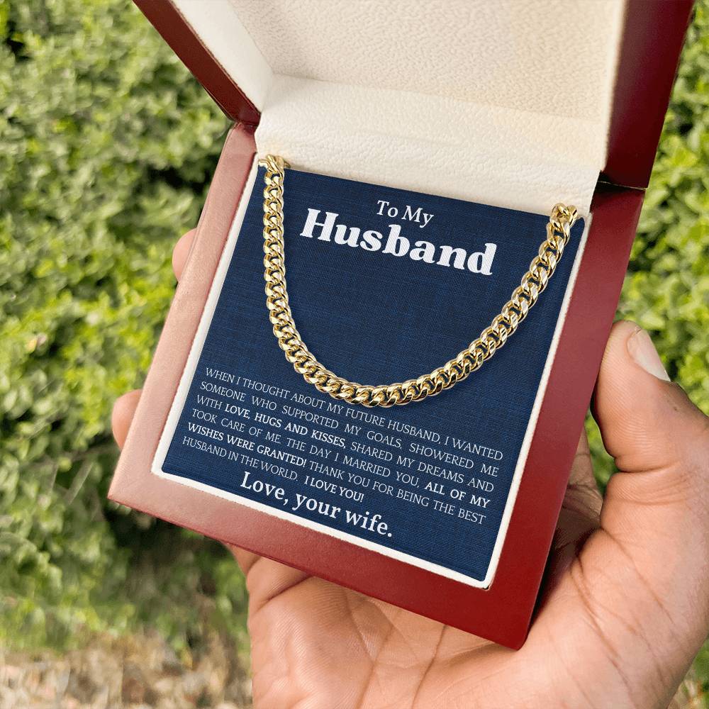 To The Best Husband In The World Cuban Link Chain Necklace