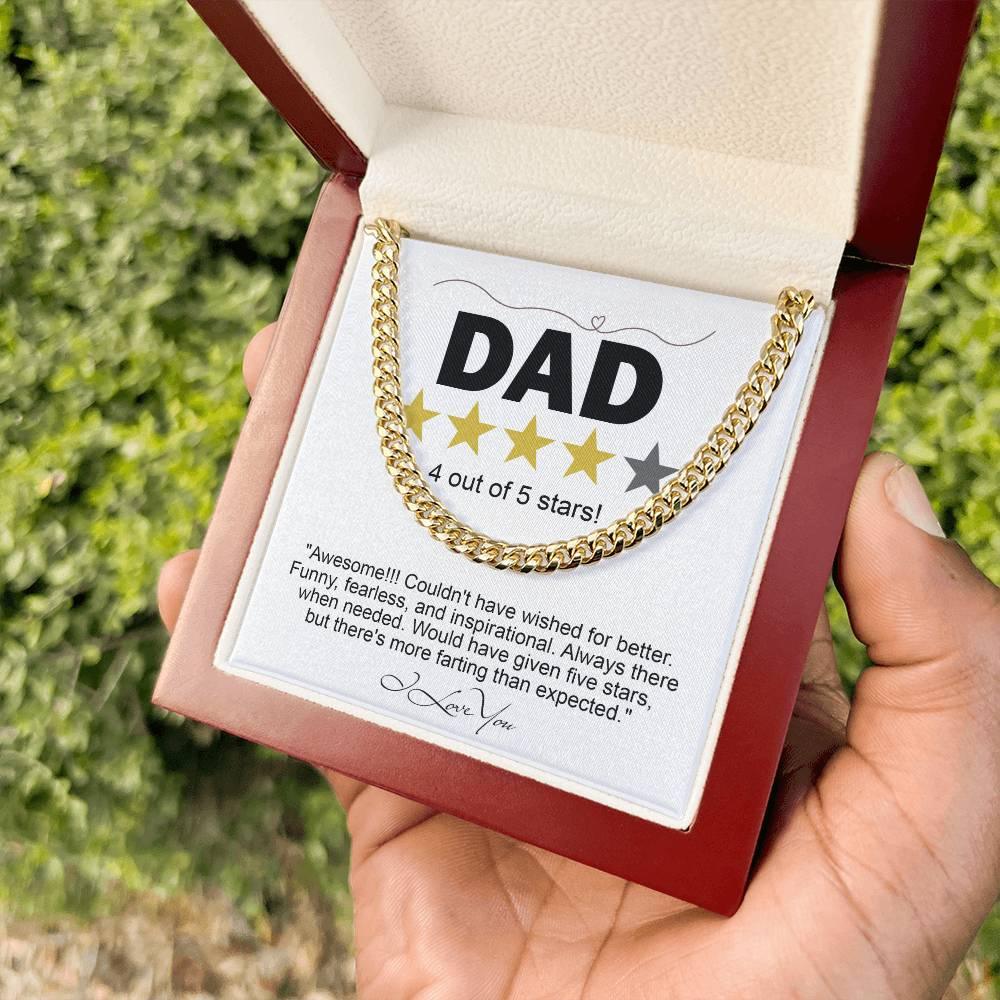 Funny Gift for Dad-Four out of Five Stars Cuban Chain Link Necklace with Gift Box