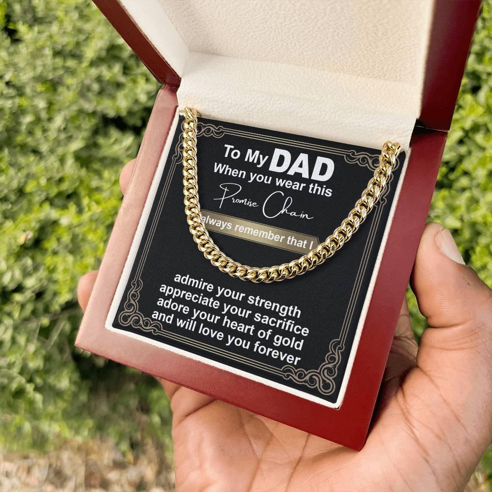 Gift for Dad - Promise Chain Cuban Chain Link Necklace with Gift Box